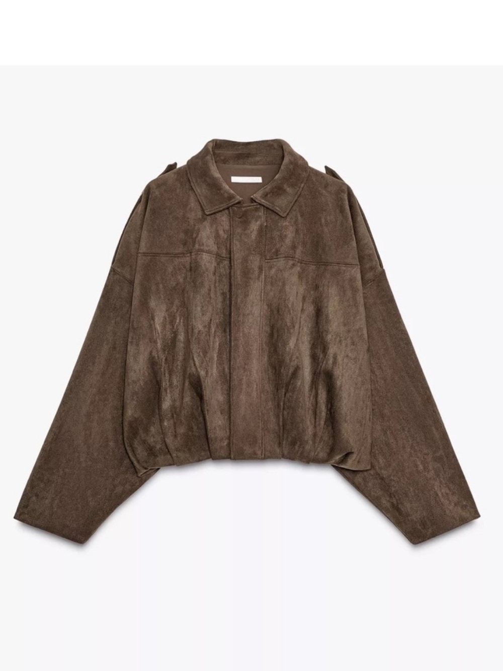 ZARA FAUX SUEDE JACKET VIRAL DARK BROWN 4344/655 LARGE